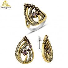 Gümüş Otantik Taşlı Set